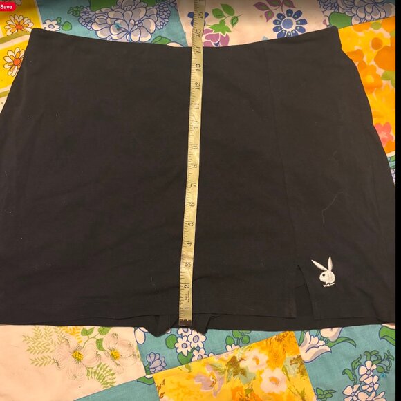 Pacsun Playboy Black mini skirt with shorts and slit Size Large - Picture 3 of 5